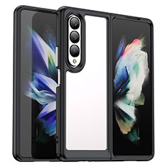 Coque Rebord Contour Silicone et Vitre Transparente Housse Etui J02S pour Samsung Galaxy Z Fold3 5G Noir