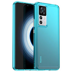 Coque Rebord Contour Silicone et Vitre Transparente Housse Etui J02S pour Xiaomi Mi 12T Pro 5G Bleu