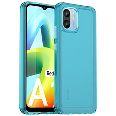 Coque Rebord Contour Silicone et Vitre Transparente Housse Etui J02S pour Xiaomi Poco C50 Bleu