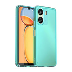 Coque Rebord Contour Silicone et Vitre Transparente Housse Etui J02S pour Xiaomi Poco C65 Bleu