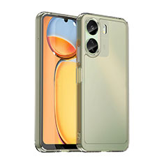 Coque Rebord Contour Silicone et Vitre Transparente Housse Etui J02S pour Xiaomi Poco C65 Gris