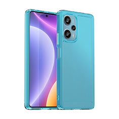 Coque Rebord Contour Silicone et Vitre Transparente Housse Etui J02S pour Xiaomi Poco F5 5G Bleu