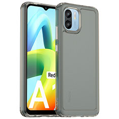 Coque Rebord Contour Silicone et Vitre Transparente Housse Etui J02S pour Xiaomi Redmi A1 Gris