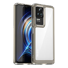 Coque Rebord Contour Silicone et Vitre Transparente Housse Etui J02S pour Xiaomi Redmi K50 Pro 5G Gris