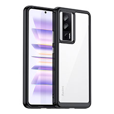 Coque Rebord Contour Silicone et Vitre Transparente Housse Etui J02S pour Xiaomi Redmi K60 5G Noir