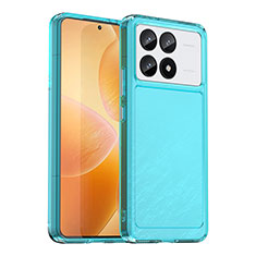 Coque Rebord Contour Silicone et Vitre Transparente Housse Etui J02S pour Xiaomi Redmi K70 5G Bleu