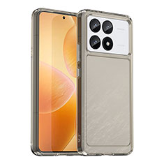 Coque Rebord Contour Silicone et Vitre Transparente Housse Etui J02S pour Xiaomi Redmi K70 Pro 5G Gris