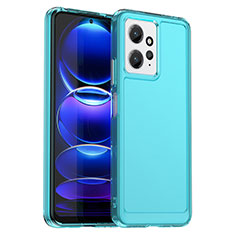 Coque Rebord Contour Silicone et Vitre Transparente Housse Etui J02S pour Xiaomi Redmi Note 12 4G Bleu