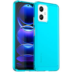 Coque Rebord Contour Silicone et Vitre Transparente Housse Etui J02S pour Xiaomi Redmi Note 12R Pro 5G Bleu