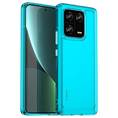 Coque Rebord Contour Silicone et Vitre Transparente Housse Etui J04S pour Xiaomi Mi 13 Pro 5G Bleu