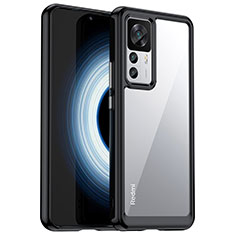 Coque Rebord Contour Silicone et Vitre Transparente Housse Etui J04S pour Xiaomi Redmi K50 Ultra 5G Noir