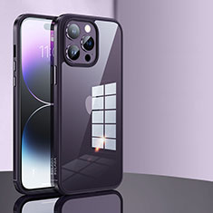 Coque Rebord Contour Silicone et Vitre Transparente Housse Etui LD1 pour Apple iPhone 13 Pro Max Violet