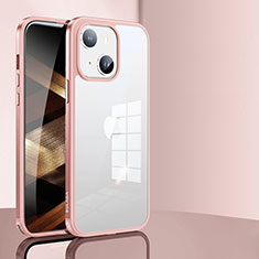 Coque Rebord Contour Silicone et Vitre Transparente Housse Etui LD1 pour Apple iPhone 15 Or Rose