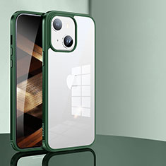 Coque Rebord Contour Silicone et Vitre Transparente Housse Etui LD1 pour Apple iPhone 15 Vert