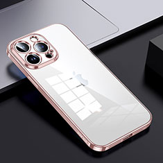 Coque Rebord Contour Silicone et Vitre Transparente Housse Etui LD2 pour Apple iPhone 15 Pro Max Or Rose