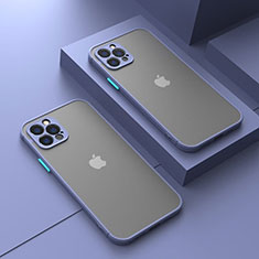 Coque Rebord Contour Silicone et Vitre Transparente Housse Etui LS1 pour Apple iPhone 15 Pro Max Gris Lavende