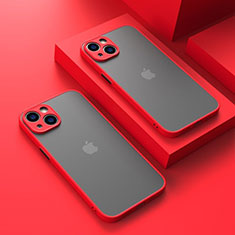 Coque Rebord Contour Silicone et Vitre Transparente Housse Etui LS1 pour Apple iPhone 15 Rouge