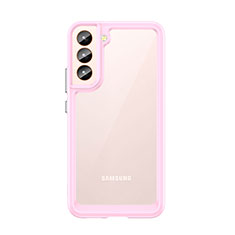 Coque Rebord Contour Silicone et Vitre Transparente Housse Etui M03 pour Samsung Galaxy S21 5G Rose