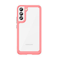 Coque Rebord Contour Silicone et Vitre Transparente Housse Etui M03 pour Samsung Galaxy S21 5G Rouge