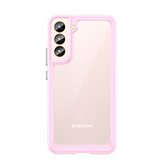 Coque Rebord Contour Silicone et Vitre Transparente Housse Etui M03 pour Samsung Galaxy S21 FE 5G Rose