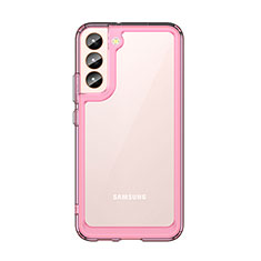 Coque Rebord Contour Silicone et Vitre Transparente Housse Etui M03 pour Samsung Galaxy S21 Plus 5G Or Rose