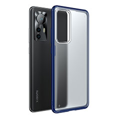 Coque Rebord Contour Silicone et Vitre Transparente Housse Etui M05 pour Xiaomi Mi 12 Lite 5G Bleu