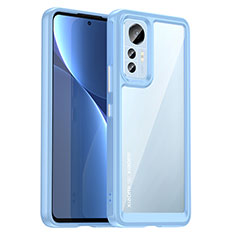 Coque Rebord Contour Silicone et Vitre Transparente Housse Etui M06 pour Xiaomi Mi 12 Pro 5G Bleu