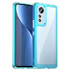 Coque Rebord Contour Silicone et Vitre Transparente Housse Etui M06 pour Xiaomi Mi 12S Pro 5G Bleu Ciel