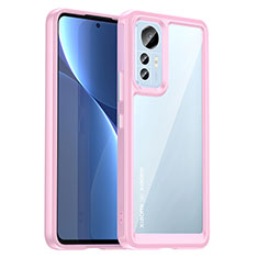 Coque Rebord Contour Silicone et Vitre Transparente Housse Etui M06 pour Xiaomi Mi 12X 5G Rose