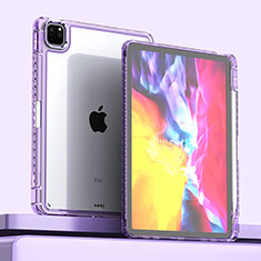 Coque Rebord Contour Silicone et Vitre Transparente Housse Etui P01 pour Apple iPad Pro 11 (2021) Violet
