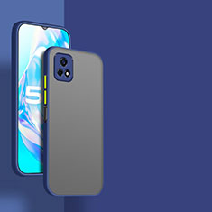 Coque Rebord Contour Silicone et Vitre Transparente Housse Etui P01 pour Vivo iQOO U3x 5G Bleu