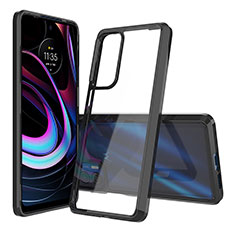 Coque Rebord Contour Silicone et Vitre Transparente Housse Etui pour Motorola Moto Edge (2021) 5G Noir