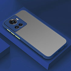 Coque Rebord Contour Silicone et Vitre Transparente Housse Etui pour OnePlus Ace 5G Bleu