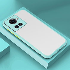 Coque Rebord Contour Silicone et Vitre Transparente Housse Etui pour OnePlus Ace 5G Cyan