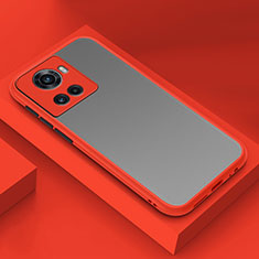 Coque Rebord Contour Silicone et Vitre Transparente Housse Etui pour OnePlus Ace 5G Rouge