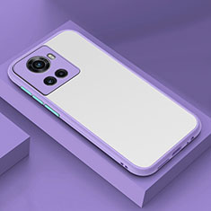 Coque Rebord Contour Silicone et Vitre Transparente Housse Etui pour OnePlus Ace 5G Violet