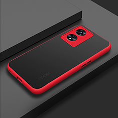 Coque Rebord Contour Silicone et Vitre Transparente Housse Etui pour Oppo A1 Pro 5G Rouge