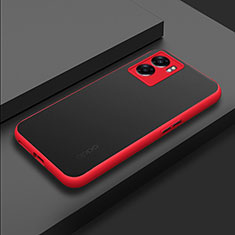 Coque Rebord Contour Silicone et Vitre Transparente Housse Etui pour Oppo A57 5G Rouge