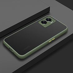 Coque Rebord Contour Silicone et Vitre Transparente Housse Etui pour Oppo A77 5G Vert Armee