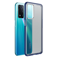 Coque Rebord Contour Silicone et Vitre Transparente Housse Etui pour Oppo A93s 5G Bleu