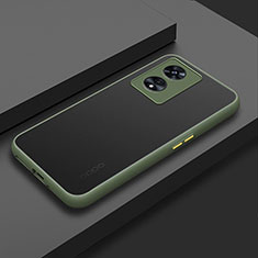 Coque Rebord Contour Silicone et Vitre Transparente Housse Etui pour Oppo A97 5G Vert Armee