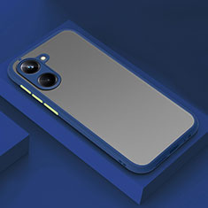 Coque Rebord Contour Silicone et Vitre Transparente Housse Etui pour Realme 10 Pro 5G Bleu