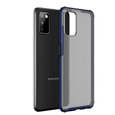 Coque Rebord Contour Silicone et Vitre Transparente Housse Etui pour Samsung Galaxy A02s Bleu