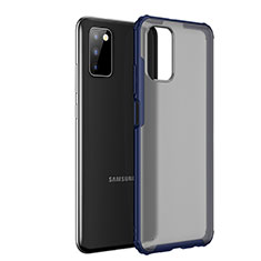 Coque Rebord Contour Silicone et Vitre Transparente Housse Etui pour Samsung Galaxy A03s Bleu