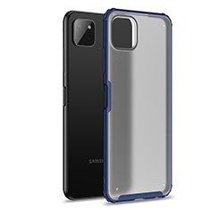 Coque Rebord Contour Silicone et Vitre Transparente Housse Etui pour Samsung Galaxy A22s 5G Bleu