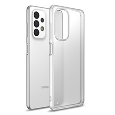 Coque Rebord Contour Silicone et Vitre Transparente Housse Etui pour Samsung Galaxy A23 4G Blanc Translucide