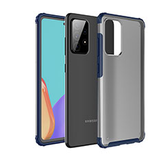 Coque Rebord Contour Silicone et Vitre Transparente Housse Etui pour Samsung Galaxy A52 5G Bleu