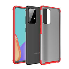 Coque Rebord Contour Silicone et Vitre Transparente Housse Etui pour Samsung Galaxy A52s 5G Rouge