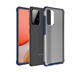 Coque Rebord Contour Silicone et Vitre Transparente Housse Etui pour Samsung Galaxy A72 5G Bleu