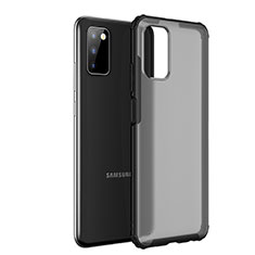 Coque Rebord Contour Silicone et Vitre Transparente Housse Etui pour Samsung Galaxy F02S SM-E025F Noir